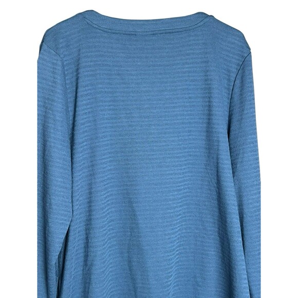 Chicos Sz 3 X-Large Blue Soft Stretch Knit V Neck Pullover Tunic Top Button - Picture 10 of 12